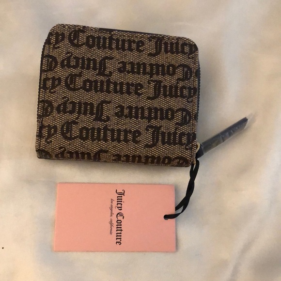 Juicy Couture Taupe Dark Brown Eastside Westside Small ZA Wallet Lock & Key NWT - Picture 8 of 16
